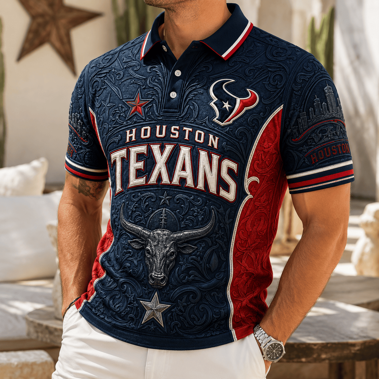 PREMIUM HTX EMBOSS POLO SHIRT NTVA