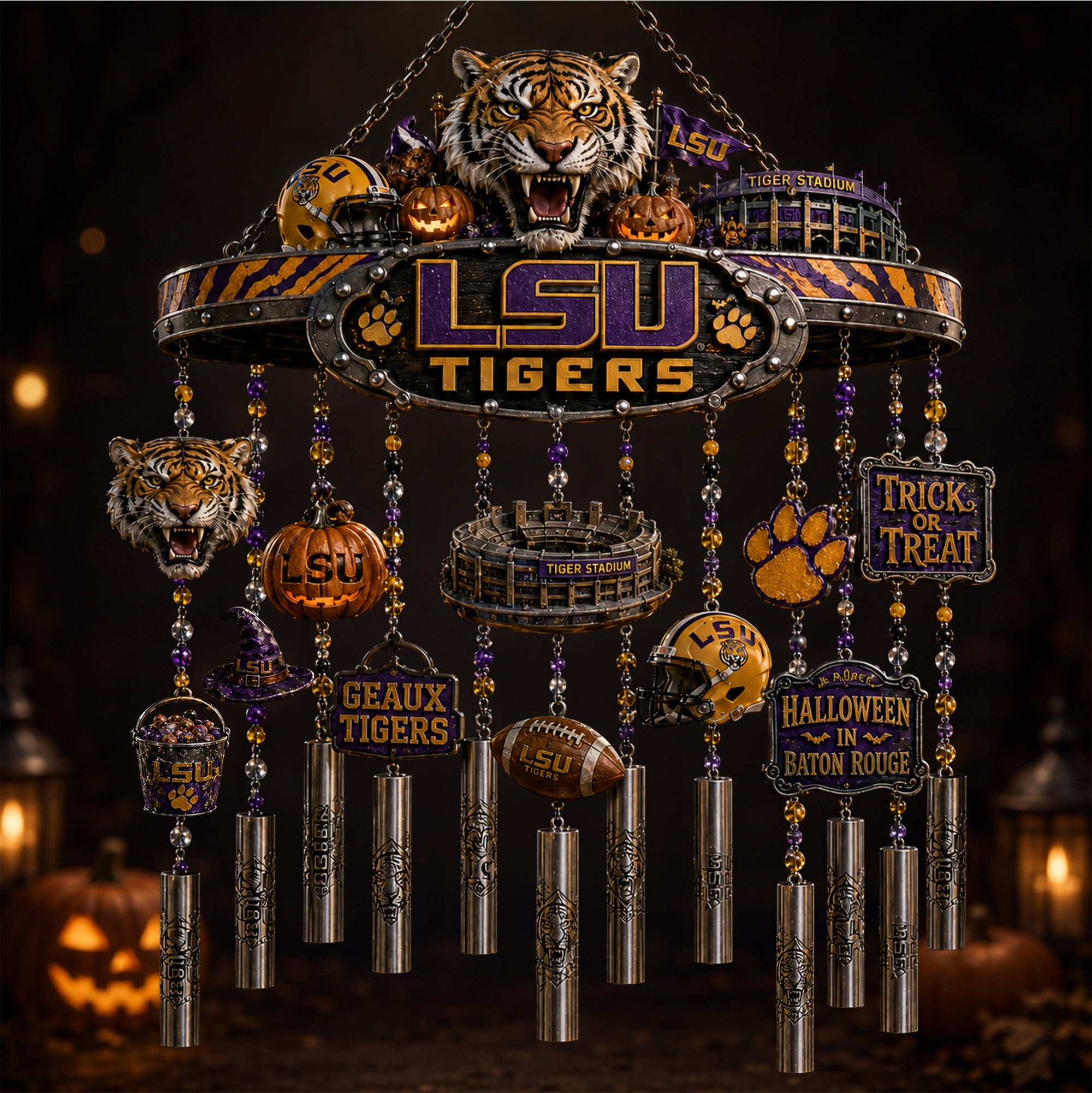 Premium LSU Halloween Wind Chime TNSM