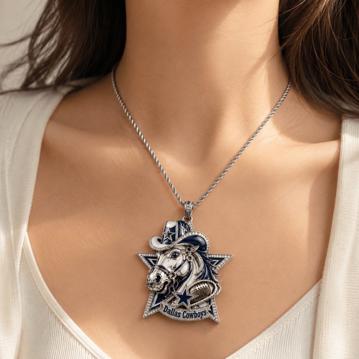 DLCB Solid Silver Chain with Diamond Pendant PDL