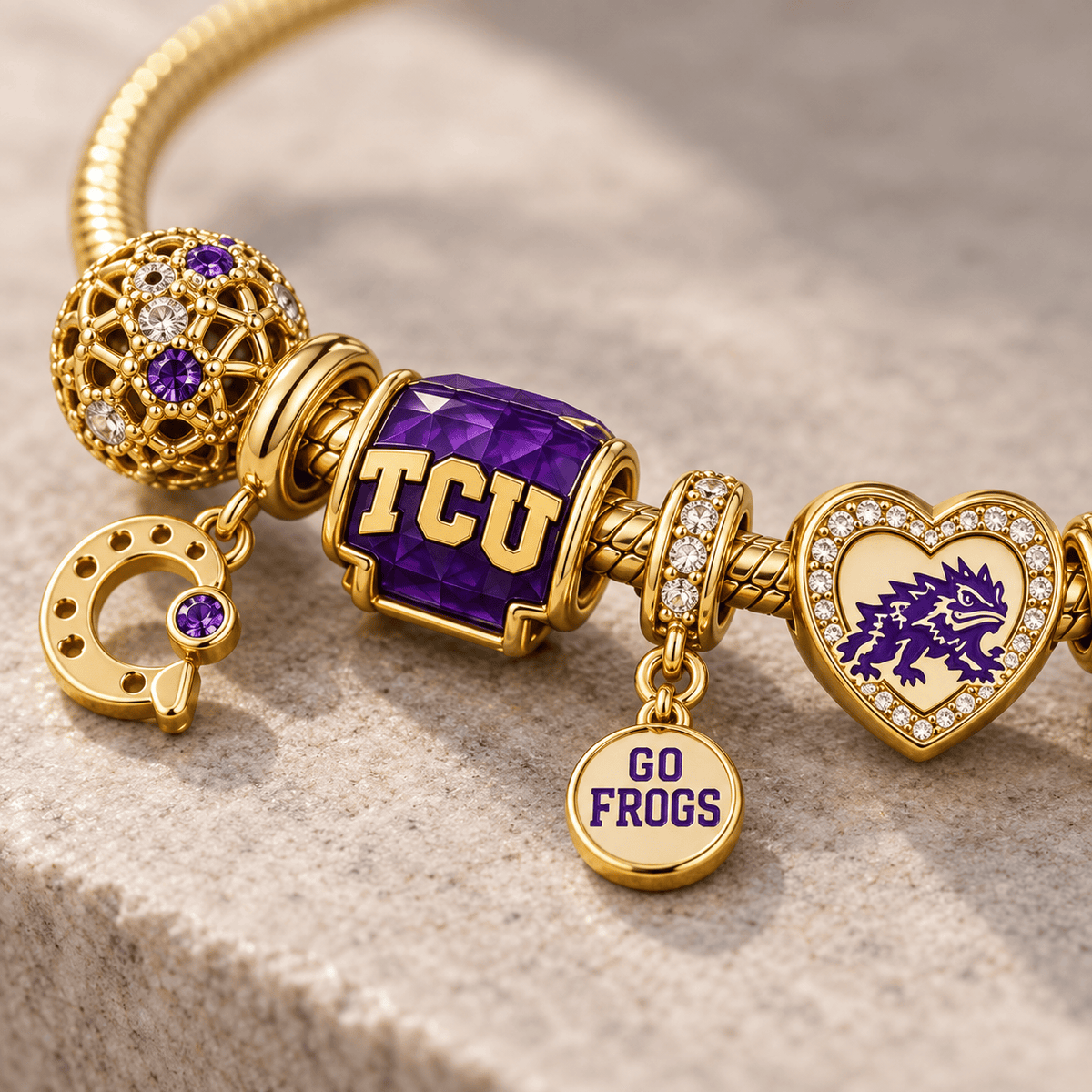 TCU Gold Charm Bracelet Set PTKL