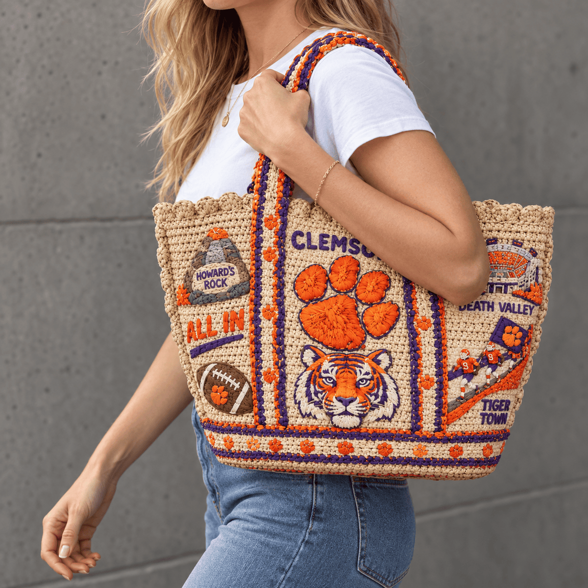 CTFB Straw-Style Embellished Tote Bag HTTT