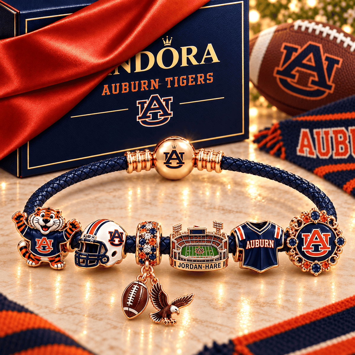 ABTB Braided Leather Charm Bracelet Set NHVH