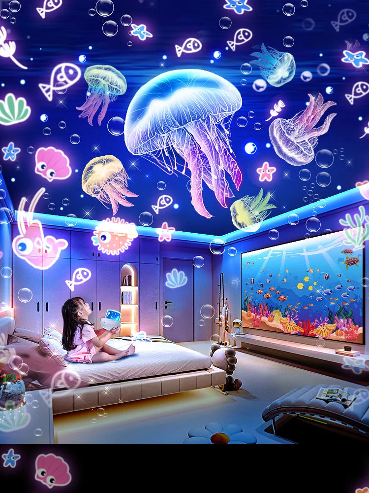 Star Light Projection Rotating Rechargeable Bedroom Ceiling Atmosphere Night Lamp Stars Childrens Birthday Gift with Films Sheet